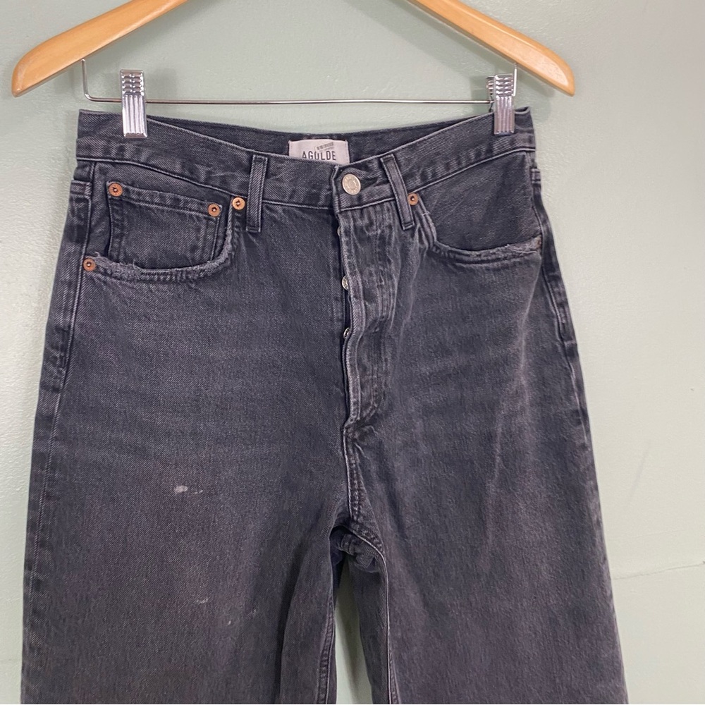 Agolde‎ Dame High Rise Wide Leg Jeans In Hitch Black Size 28 - Picture 3 of 11
